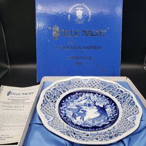 Schumann Imperial Christmas Plate 1981 “Stille Nacht” Pierced Centennial